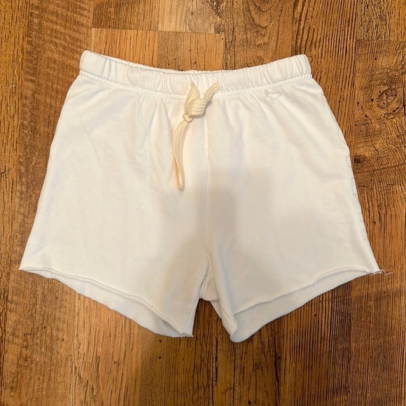 Mother Move It White Cut Off Sweat Shorts Adjustable Tie Waistband D4 - Picture 1 of 5